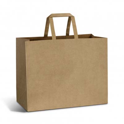 The TRENDS Large Flat Handle Paper Bag is made from 180gsm FSC certified materials.  Flat Handles.  Reinforced base.  3 colours available.