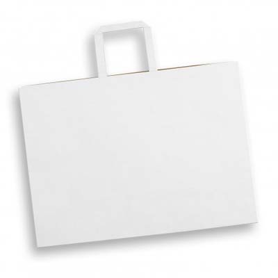 The TRENDS Extra Large Flat Handle Paper Bag is made from 180gsm material with 100gsm paper handles.  Reinforced base.  3 colours.