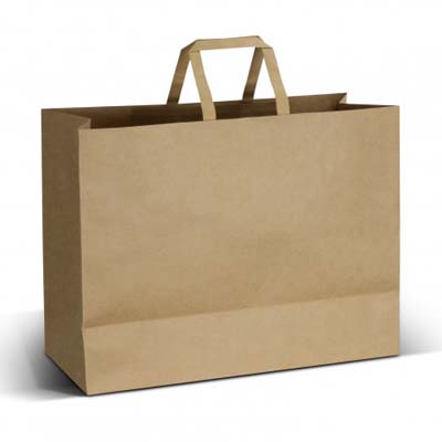The TRENDS Extra Large Flat Handle Paper Bag is made from 180gsm material with 100gsm paper handles.  Reinforced base.  3 colours.