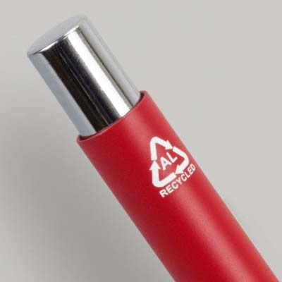 The TRENDS Entity Pen is a retractable ballpoint pen with recycled aluminium barrel.  Black ink.  6 colours.  Great branded metal pens.