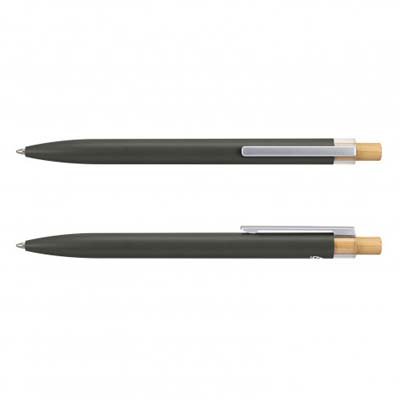 The TRENDS Windsor Pen is a retractable ball point pen. Recycled Aluminium barrel. Black Ink. Silver Clip, Bamboo Pusher. 7 colours.