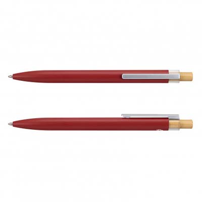 The TRENDS Windsor Pen is a retractable ball point pen. Recycled Aluminium barrel. Black Ink. Silver Clip, Bamboo Pusher. 7 colours.