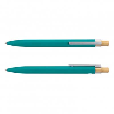 The TRENDS Windsor Pen is a retractable ball point pen. Recycled Aluminium barrel. Black Ink. Silver Clip, Bamboo Pusher. 7 colours.