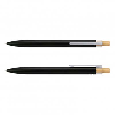 The TRENDS Windsor Pen is a retractable ball point pen. Recycled Aluminium barrel. Black Ink. Silver Clip, Bamboo Pusher. 7 colours.
