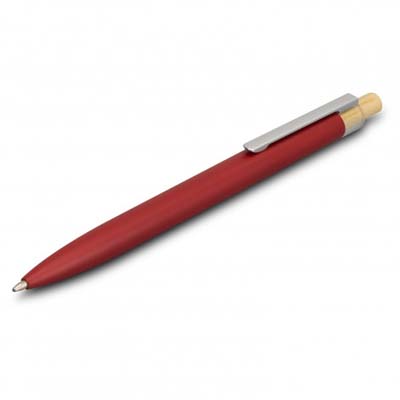 The TRENDS Windsor Pen is a retractable ball point pen. Recycled Aluminium barrel. Black Ink. Silver Clip, Bamboo Pusher. 7 colours.