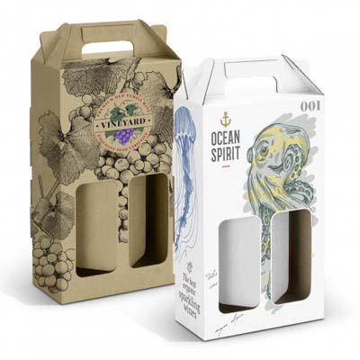 The TRENDS Wine Carry Pack Double is a wine presentation box that carries 2 bottles. Carry handle. Full colour digital print available.