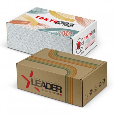 The TRENDS Die Cut Box with Locking Lid is a 360 x 260 x 134mm sized presentation box. 2 colours. Digital printing available on the box.