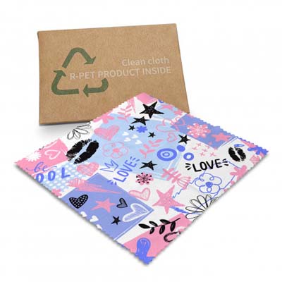The TRENDS RPet Microfibre Cleaning Cloth is a 170gsm, RPET, 15 cm square microfibre cleaning cloth.  20 working day lead time.