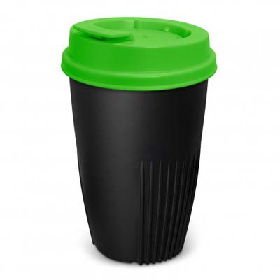 The IdealCup is the first reusable coffee cup to be designed and made in NZ.  470ml.  Black cup with choice of 10 lid colours.  Just add your logo.
