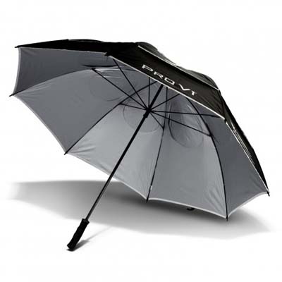 The Titleist Tour Double Canopy Umbrella is a high performance umbrella from Titleist. 8 panel. Black. Printed with Titleist branding with your logo added.