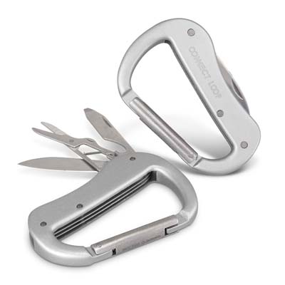 The TRENDS Carabiner Multi Tool is a handy 5 function stainless steel multi-tool. Carabiner attaches tool to belt or bag. Engraving available.