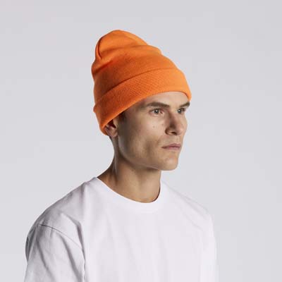 The AS Colour Cuff Safety Beanie is a mid weight 100% acrylic beanie.  Designed as tight knit for durability.  2 safety colours.  Add your logo for your team.