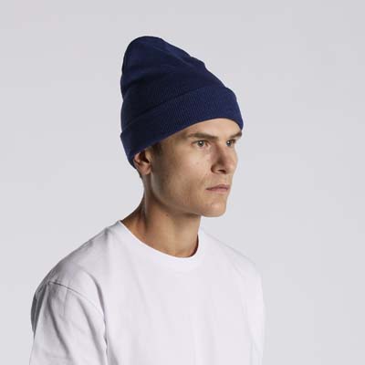 The AS Colour Cuff Beanie is a tight knit, mid-weight 100% acrylic.  Longer body.  22 colours.  Embroider your logo on the front to really make a statement.