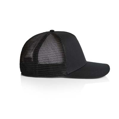 The AS Colour Stock Trucker Cap is a high profile, snapback cap. Tonal under peak lining. Mesh Back. 6 colours. Just add your logo.