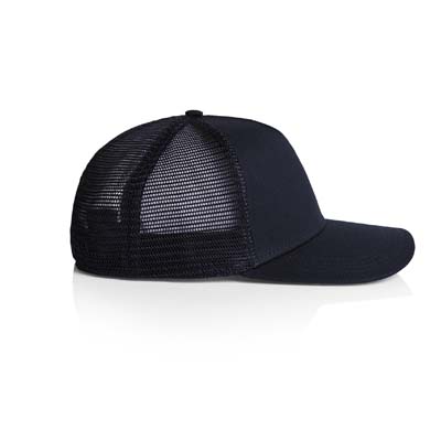 The AS Colour Stock Trucker Cap is a high profile, snapback cap. Tonal under peak lining. Mesh Back. 6 colours. Just add your logo.