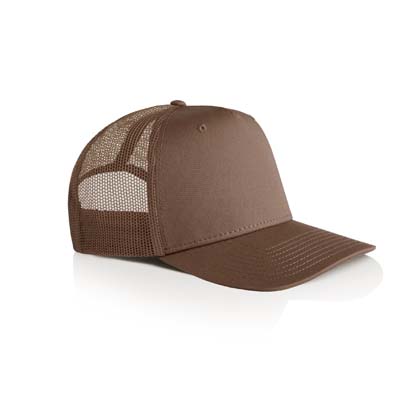 The AS Colour Stock Trucker Cap is a high profile, snapback cap.  Tonal under peak lining.  Mesh Back.  6 colours.  Just add your logo.