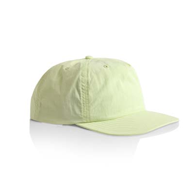 The AS Colour Surf Cap is a mid profile, snapback cap.  Lightweight.  100% Nylon.  49 colours.  Great for embroidery and retail brands.