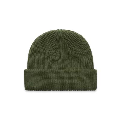 The AS Colour Cable Beanie is a fisherman style beanie.  100% acrylic.  16 colours.  Wide, rubbed knit.  Snug fit.  Just add your embroidery.