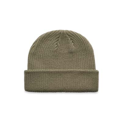 The AS Colour Cable Beanie is a fisherman style beanie.  100% acrylic.  16 colours.  Wide, rubbed knit.  Snug fit.  Just add your embroidery.