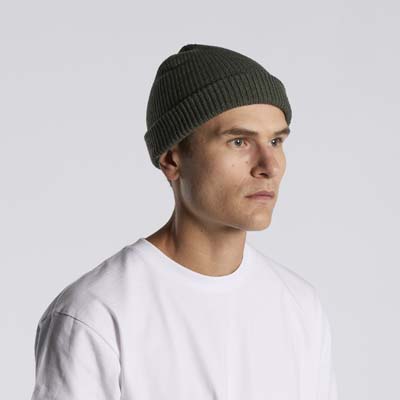 The AS Colour Cable Beanie is a fisherman style beanie.  100% acrylic.  16 colours.  Wide, rubbed knit.  Snug fit.  Just add your embroidery.