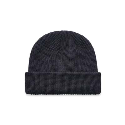 The AS Colour Cable Beanie is a fisherman style beanie.  100% acrylic.  16 colours.  Wide, rubbed knit.  Snug fit.  Just add your embroidery.