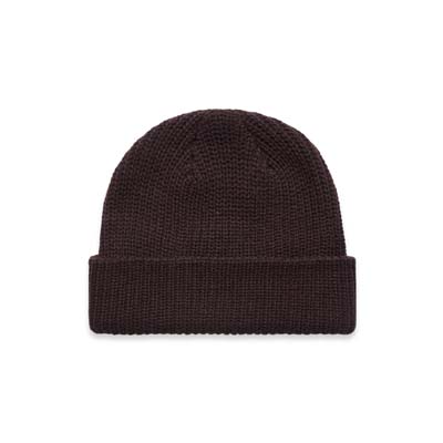 The AS Colour Cable Beanie is a fisherman style beanie.  100% acrylic.  16 colours.  Wide, rubbed knit.  Snug fit.  Just add your embroidery.