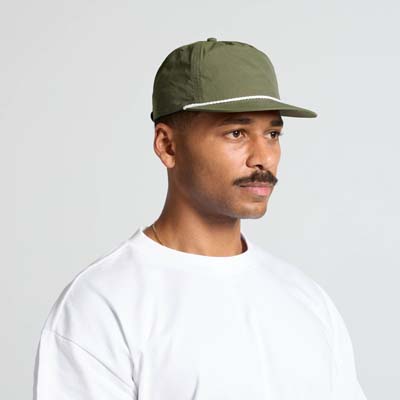 The AS Colour Surf Rope Cap is a mid profile, snapback cap with flat peak.  Contrast Rope across front.  6 colours available.  Great with added embroidery.