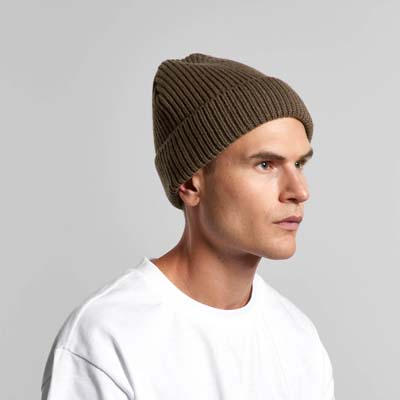 The AS Colour Gauge Beanie is a heavy weight beanie made from a blend of 50% recycled wool/50% recycled acrylic.  4 colours.  Just add your logo.
