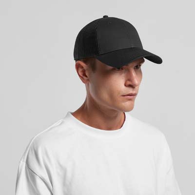 The AS Colour Icon Trucker Cap is a mid profile, snapback, curved peak cap.  Midweight.  5 colours.  Ready to add your logo on the front.