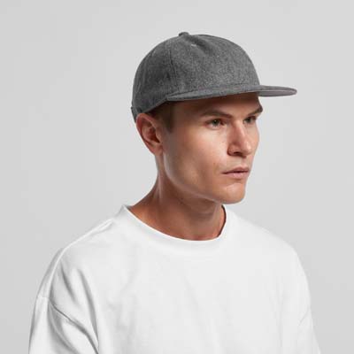 The AS Colour Class Wool Cap is a mid weight, unstructured 6 panel cap.  Wool/recycled polyester.  5 colours.  Flat peaked cap perfect for your brand.