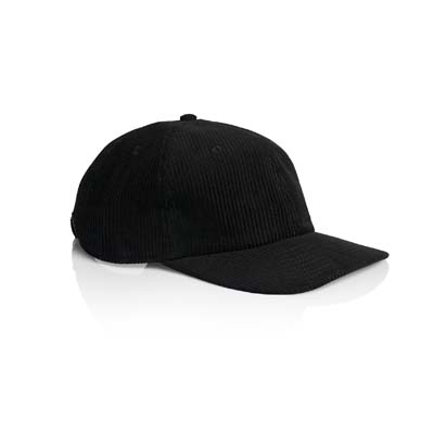 The AS Colour Class Cord Cap is a mid weight, unstructured 6 panel cap.  100% cotton.  Flat peak, tonal under peak.  9 colours