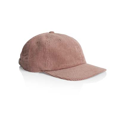 The AS Colour Class Cord Cap is a mid weight, unstructured 6 panel cap.  100% cotton.  Flat peak, tonal under peak.  9 colours