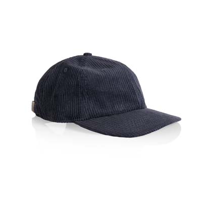 The AS Colour Class Cord Cap is a mid weight, unstructured 6 panel cap.  100% cotton.  Flat peak, tonal under peak.  9 colours