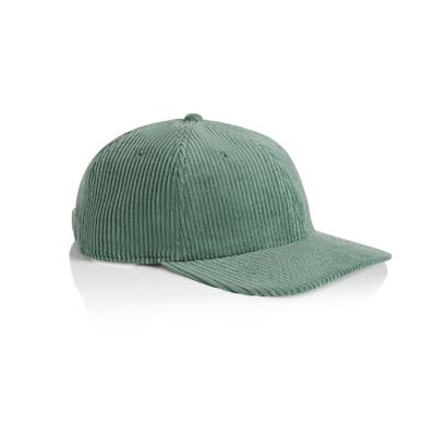 The AS Colour Class Cord Cap is a mid weight, unstructured 6 panel cap.  100% cotton.  Flat peak, tonal under peak.  9 colours