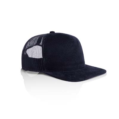 The AS Colour Class Cord Trucker Cao is a midweight, mid profile cotton cord cap.  3 colours.  Suitable for embroidery.  Great custom headwear for your brand.