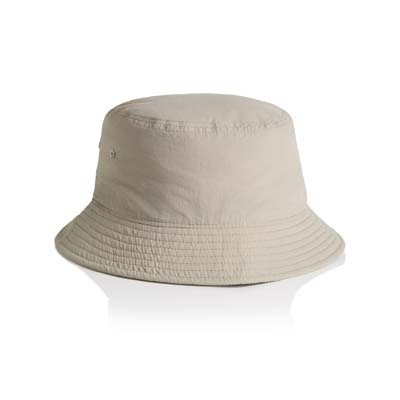 The AS Colour Nylon Bucket is a light - mid weight recycled nylon bucket hat.  11 colours.  Great option for custom branded bucket hats.