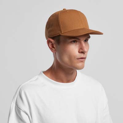 The AS Colour Stock Canvas Cap is a high profile, snapback cap.  Structured front.  4 colours.  100% cotton canvas.  Perfect for adding embroidery.