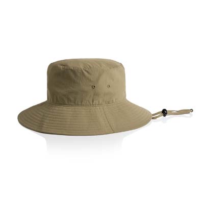 The AS Colour Nylon Wide Brim Bucket Hat is a lightweight, quick dry recycled nylon.  5 colours.  Great branded summer bucket hats for your team.