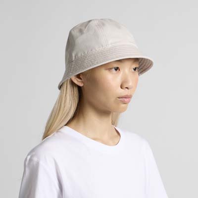 The AS Colour Womens Brim Bucket Hat is a light-mid weight cotton hat.  3 colours.  Great option and colours for your female clients.