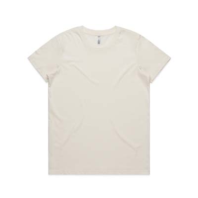 The AS Colour Womens Basic Tee is a regular fit, mid weight, 160gsm cotton tee. Tear out label. 12 colours. Great option for your team and brand.