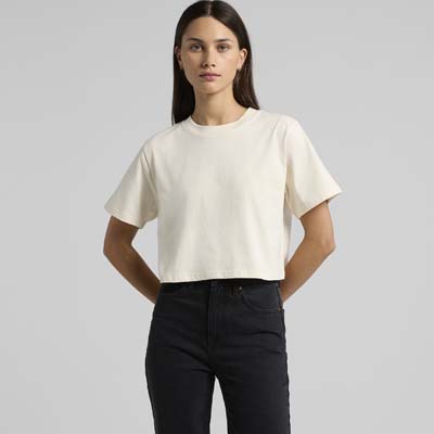 The AS Colour Womens Classic Crop Tee is ideal for printing.  Cropped, relaxed fit.  Heavyweight 220gsm.  6 colours.  Great branded tees.