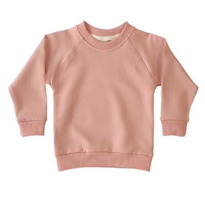 The Baby Blanks Winter Crew is a 100% cotton, elastane, unbrushed fleece. 9 colours. Size 1 - 5. Generous fit. Good length. Great printable kids crews.