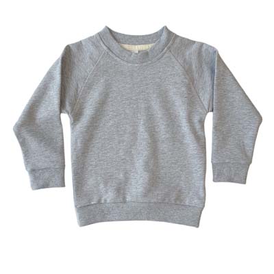 The Baby Blanks Winter Crew is a 100% cotton, elastane, unbrushed fleece. 9 colours. Size 1 - 5. Generous fit. Good length. Great printable kids crews.