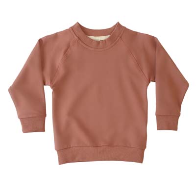 The Baby Blanks Winter Crew is a 100% cotton, elastane, unbrushed fleece.  9 colours.  Size 1 - 5.  Generous fit.  Good length.  Great printable kids crews.