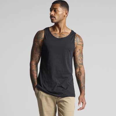 The AS Colour Lowdown Singlet is a 150GSM, 100% cotton singlet.  Available in 3 colours.  Sizes S - 3XL.  Great printed mens singlet from AS Colour.