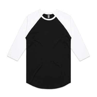 The AS Colour Raglan Tee is a 150gsm, 100% cotton 3/4 sleeve tee with contrast sleeves. Available in 4 colour combinations. Sizes XS - 2XL.