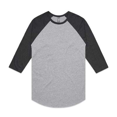 The AS Colour Raglan Tee is a 150gsm, 100% cotton 3/4 sleeve tee with contrast sleeves. Available in 4 colour combinations. Sizes XS - 2XL.
