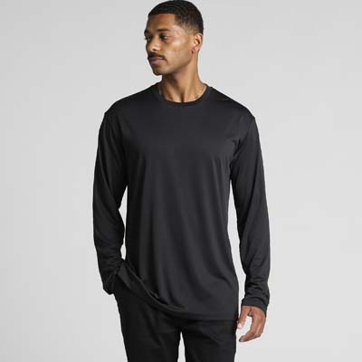 The AS Colour Staple Active Long Sleeve Tee is a regular, 180gsm polyester long sleeve tee.  In Black and Graphite.  S - 3XL.