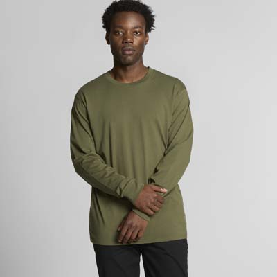 The AS Colour Staple Long Sleeve tee is a regular fit, 180gsm combed cotton long sleeve tee.  13 colours.  S - 5XL available.
