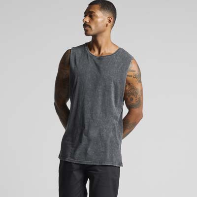 The AS Colour Stone Wash Barnard Tank is a regular, raw armhole edged singlet. Stone wash material. 5 colours. Sizes XS - 2XL.